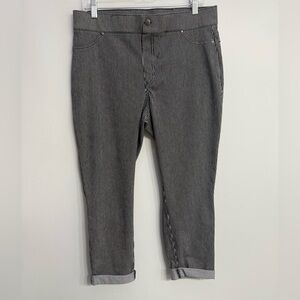 Striped Stretch Denim Cropped Jeans